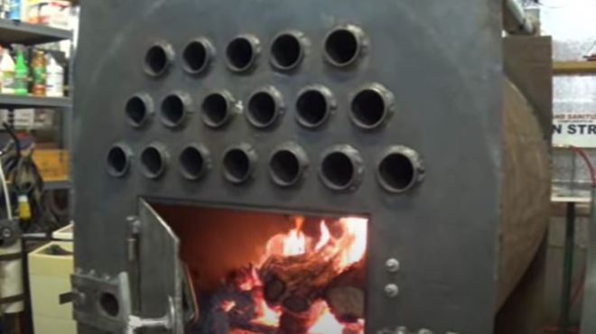 Homemade Wood Burning Stove heater with Heat Exchanger image